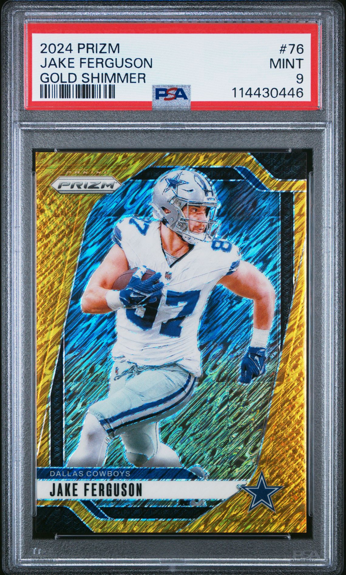 2024 Panini Prizm Jake Ferguson #76 (Gold Shimmer) Mint 9 front