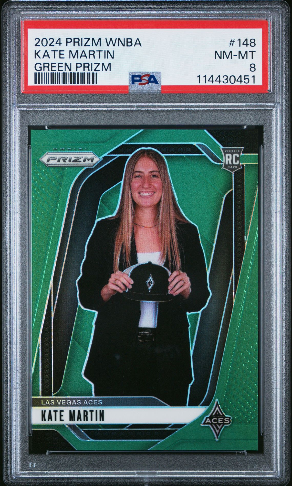 2024 Panini Prizm Wnba Kate Martin #148 (Green Prizm) Nm-Mt 8 front