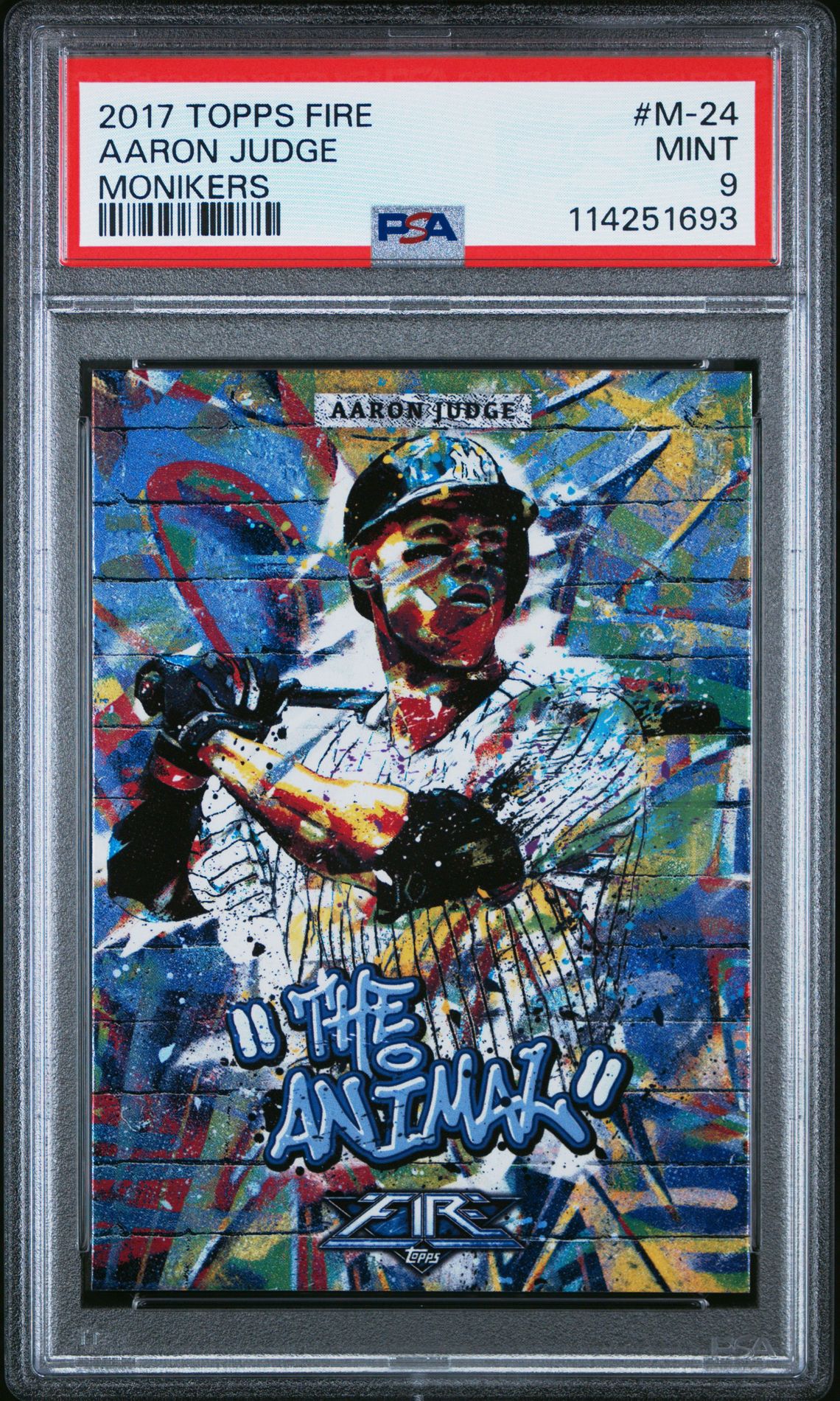 2017 Topps Fire Monikers Aaron Judge #M-24 (Monikers) Mint 9 front