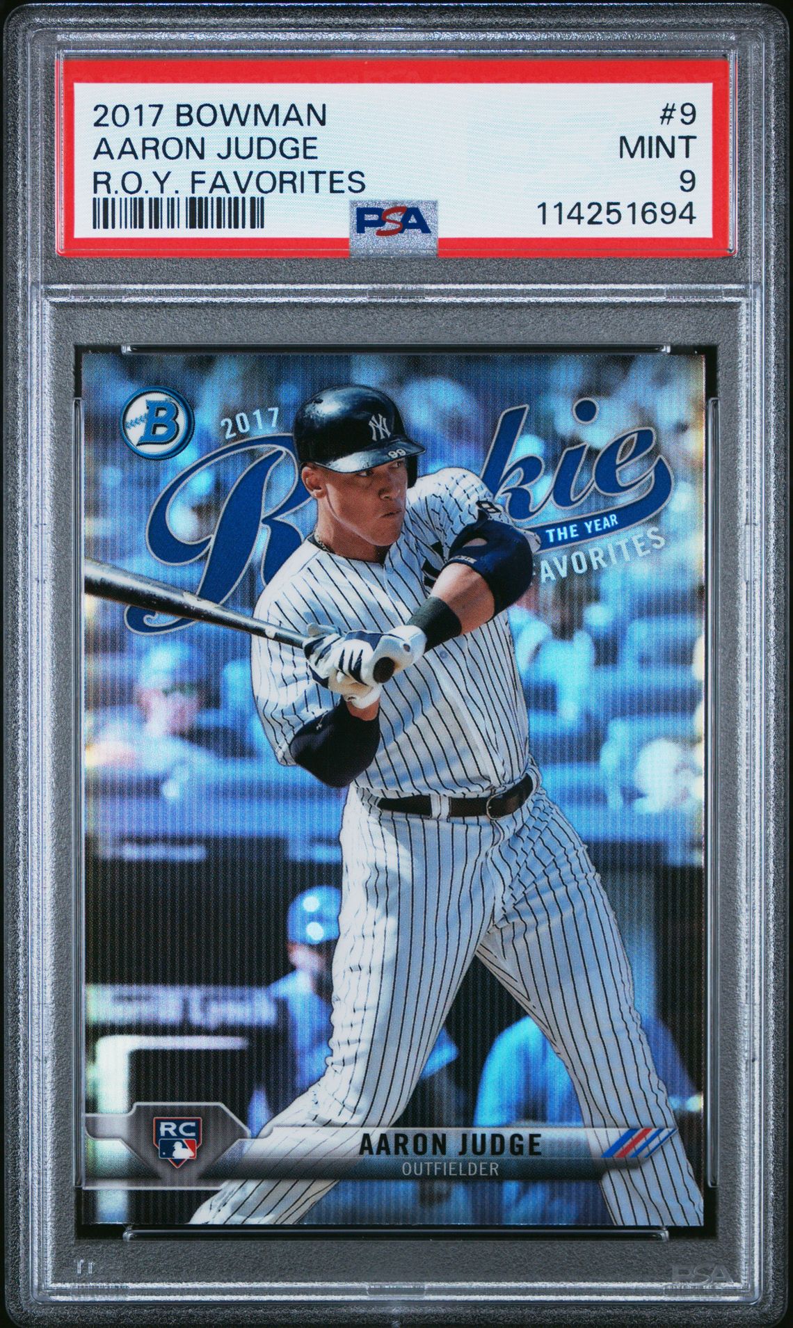 2017 Bowman Rookie Of The Year Roy Favorites Aaron Judge #9 (R.o.y. Favorites) Mint 9 front