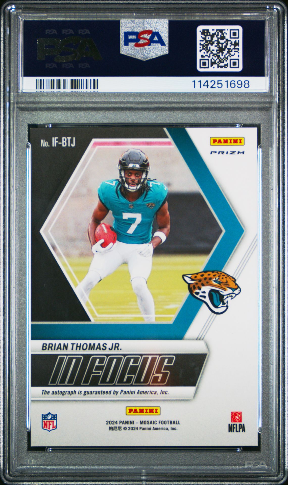 2024 Panini Mosaic In Focus Signatures Brian Thomas Jr. #Ifbtj (In Focus Signature) Gem Mt 10 back