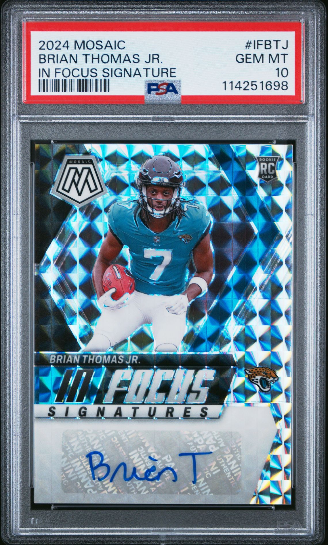 2024 Panini Mosaic In Focus Signatures Brian Thomas Jr. #Ifbtj (In Focus Signature) Gem Mt 10 front
