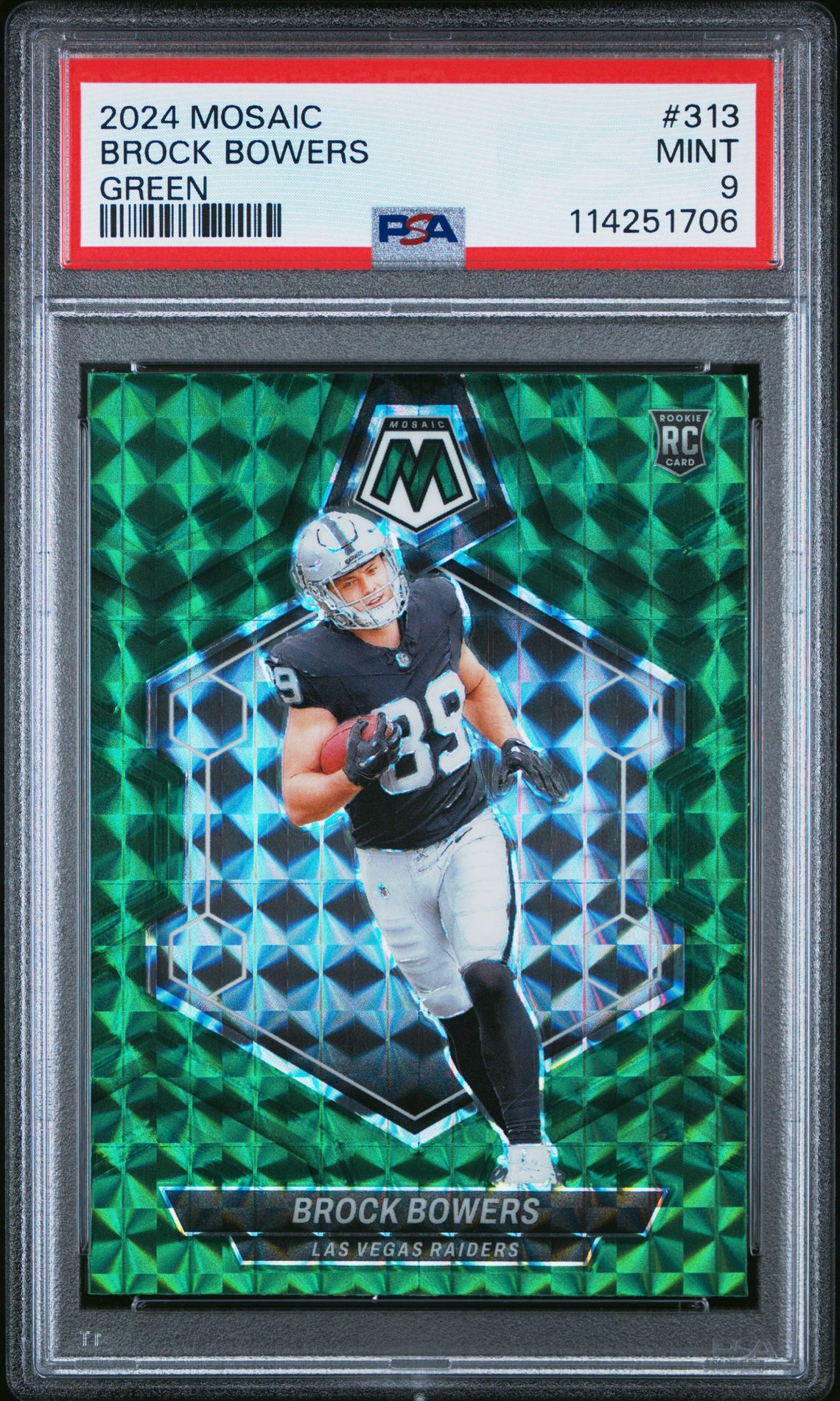 2024 Panini Mosaic Brock Bowers #313 (Green) Mint 9 front