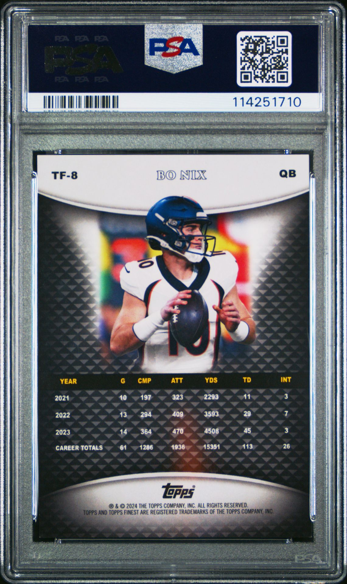 2024 Topps Finest Team Finest Bo Nix #Tf8 (Team Finest-Gold Refractor) Mint 9 back