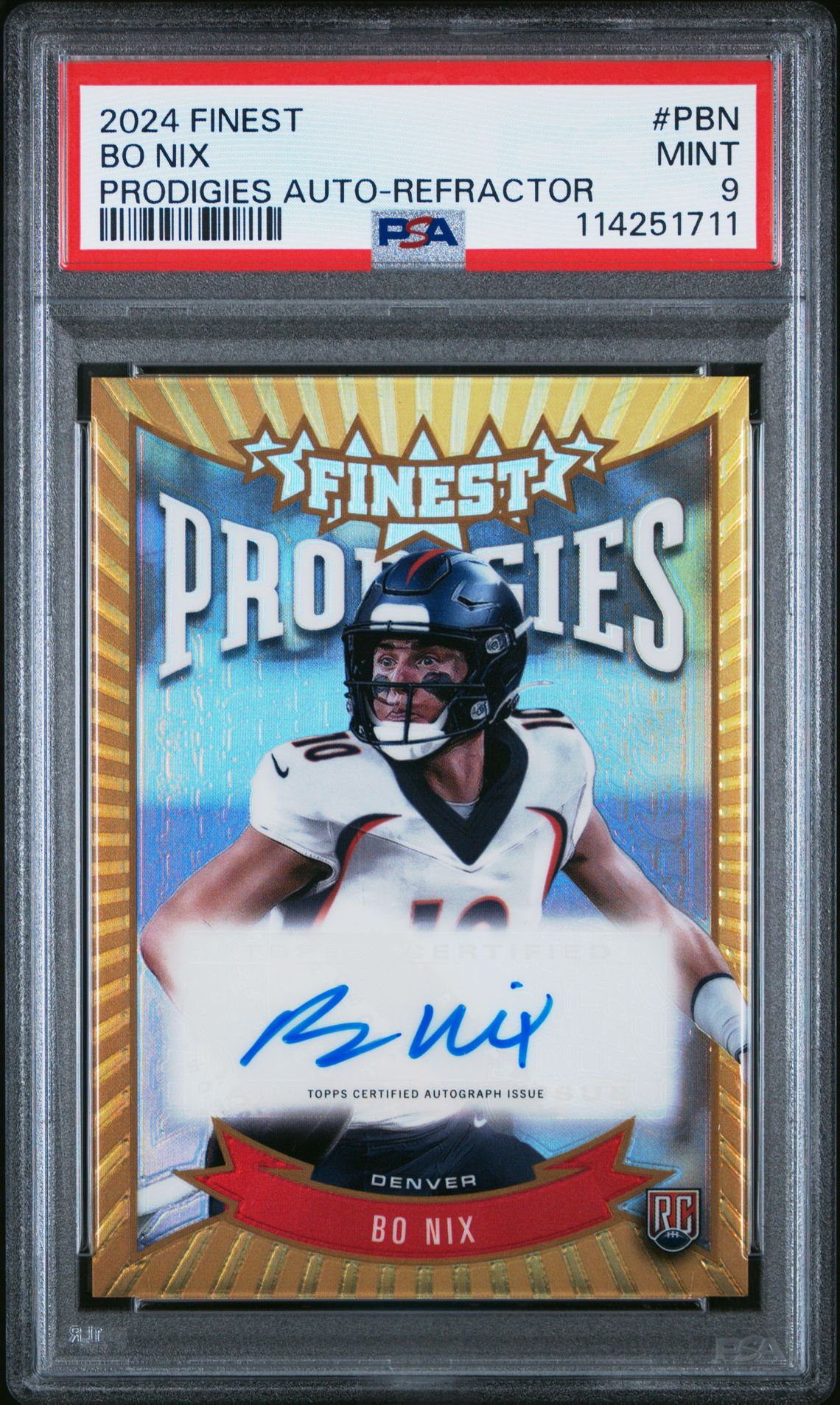 2024 Topps Finest Prodigies Autographs Bo Nix #Pbn (Prodigies Auto-Refractor) Mint 9 front
