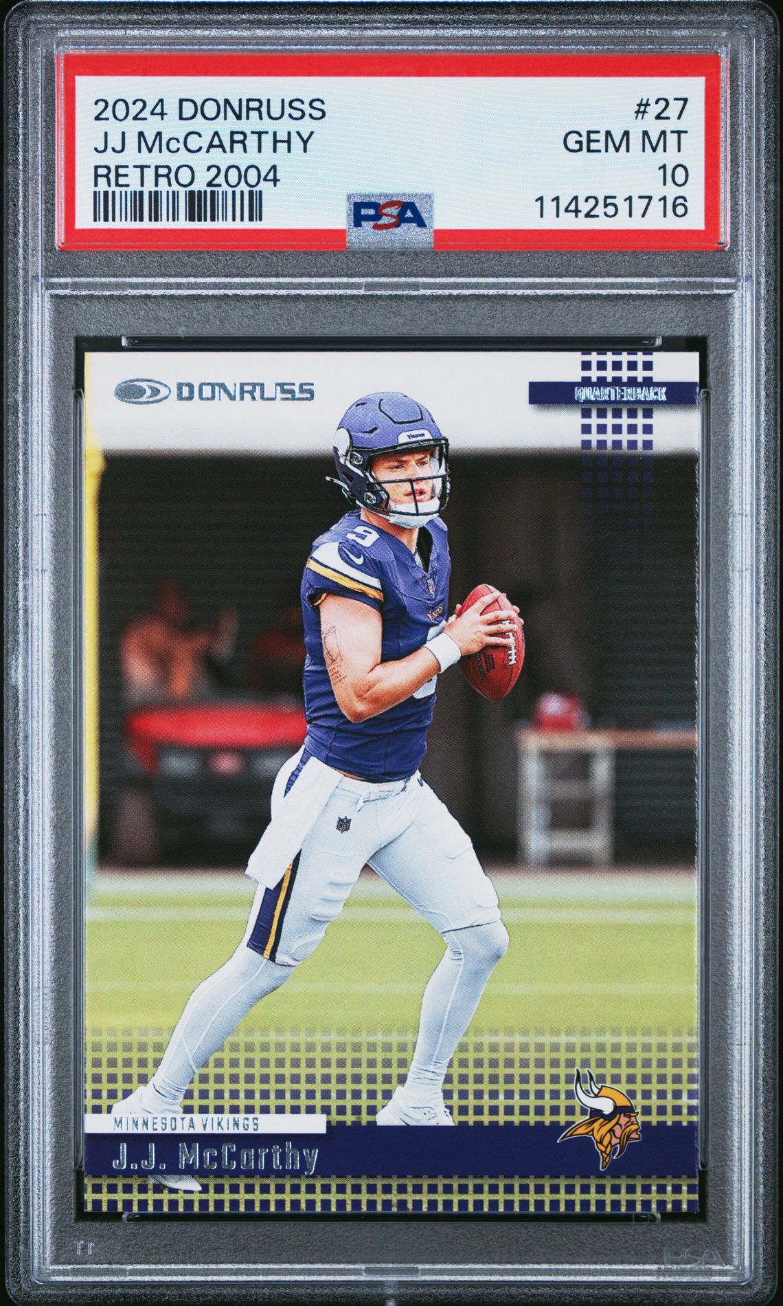 2024 Panini Donruss Retro 2004 Jj Mccarthy #27 Gem Mt 10 front