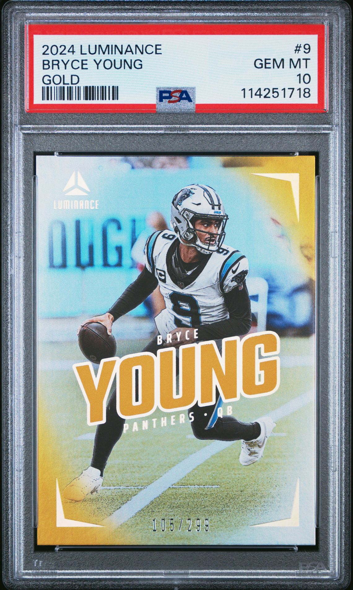 2024 Panini Luminance Bryce Young #9 (Gold) Gem Mt 10 front