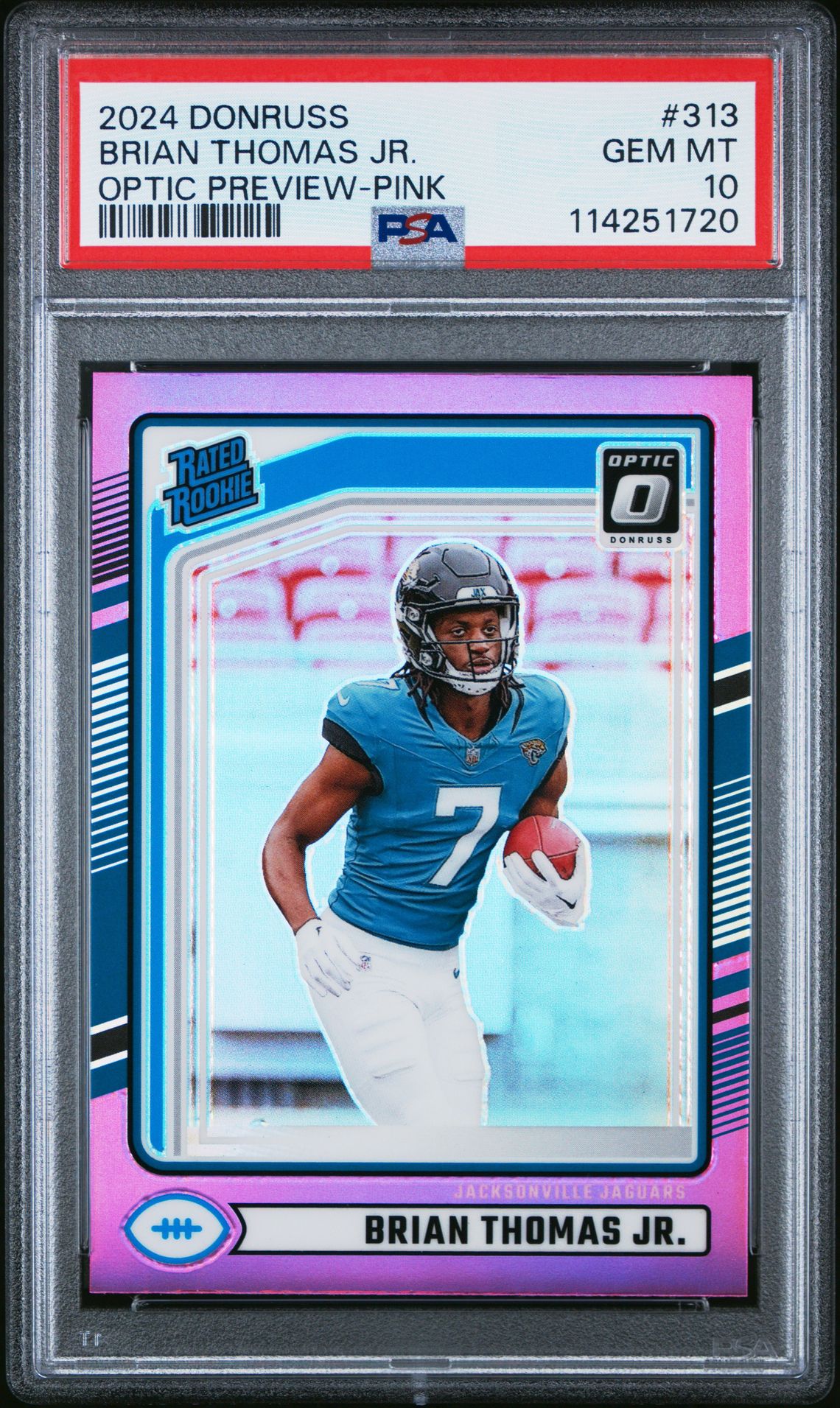 2024 Panini Donruss Brian Thomas Jr. #313 (Optic Preview-Pink) Gem Mt 10 front