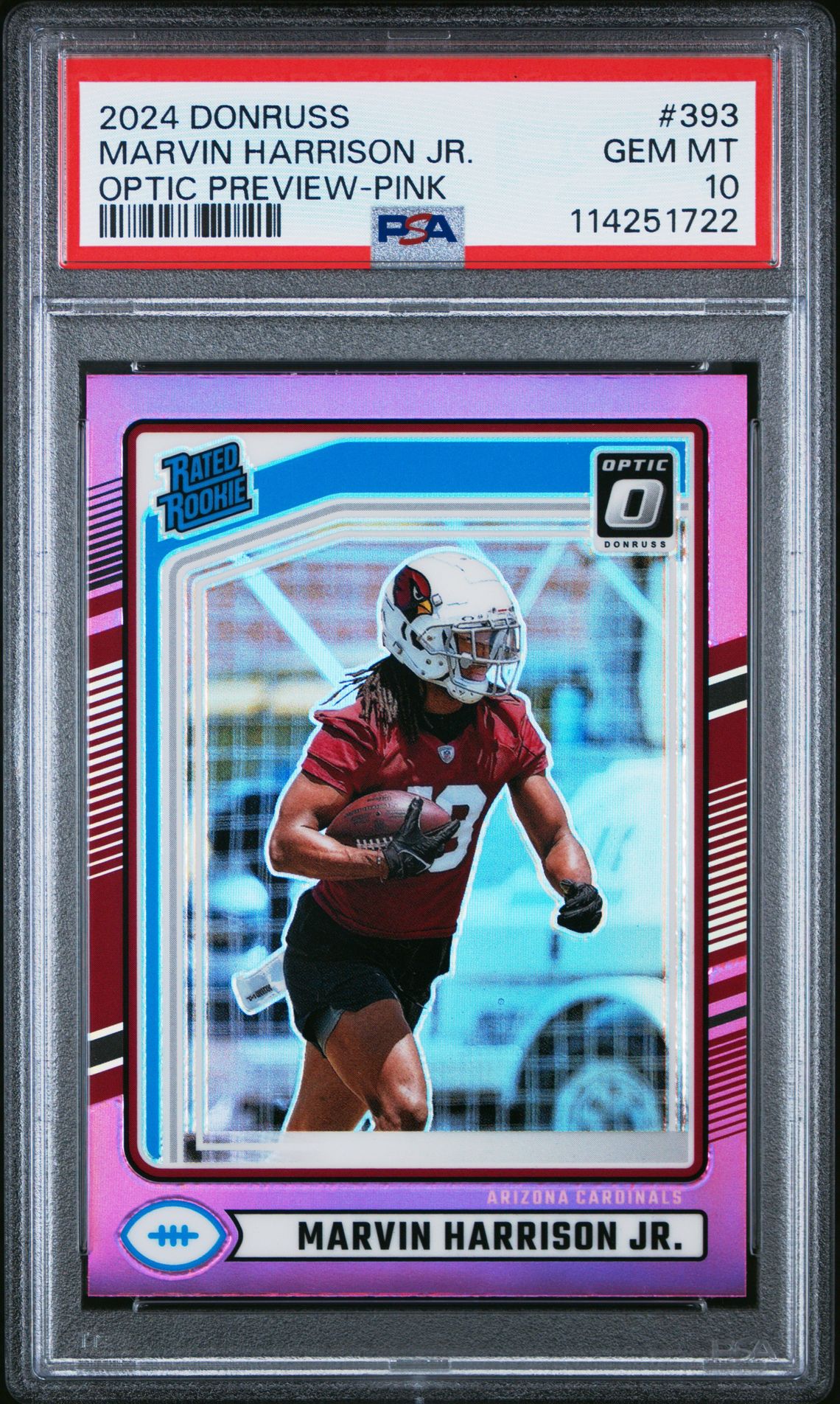 2024 Panini Donruss Marvin Harrison Jr. #393 (Optic Preview-Pink) Gem Mt 10 front