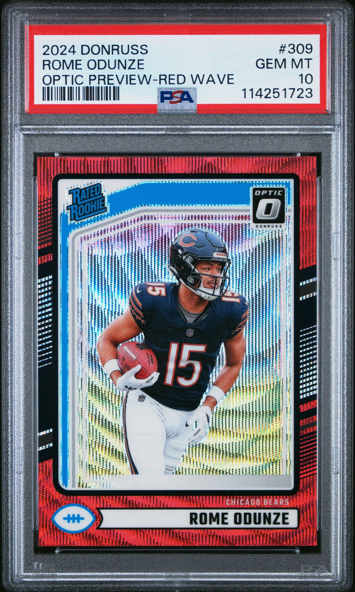 2024 Panini Donruss Rome Odunze #309 (Optic Preview-Red Wave) Gem Mt 10 front