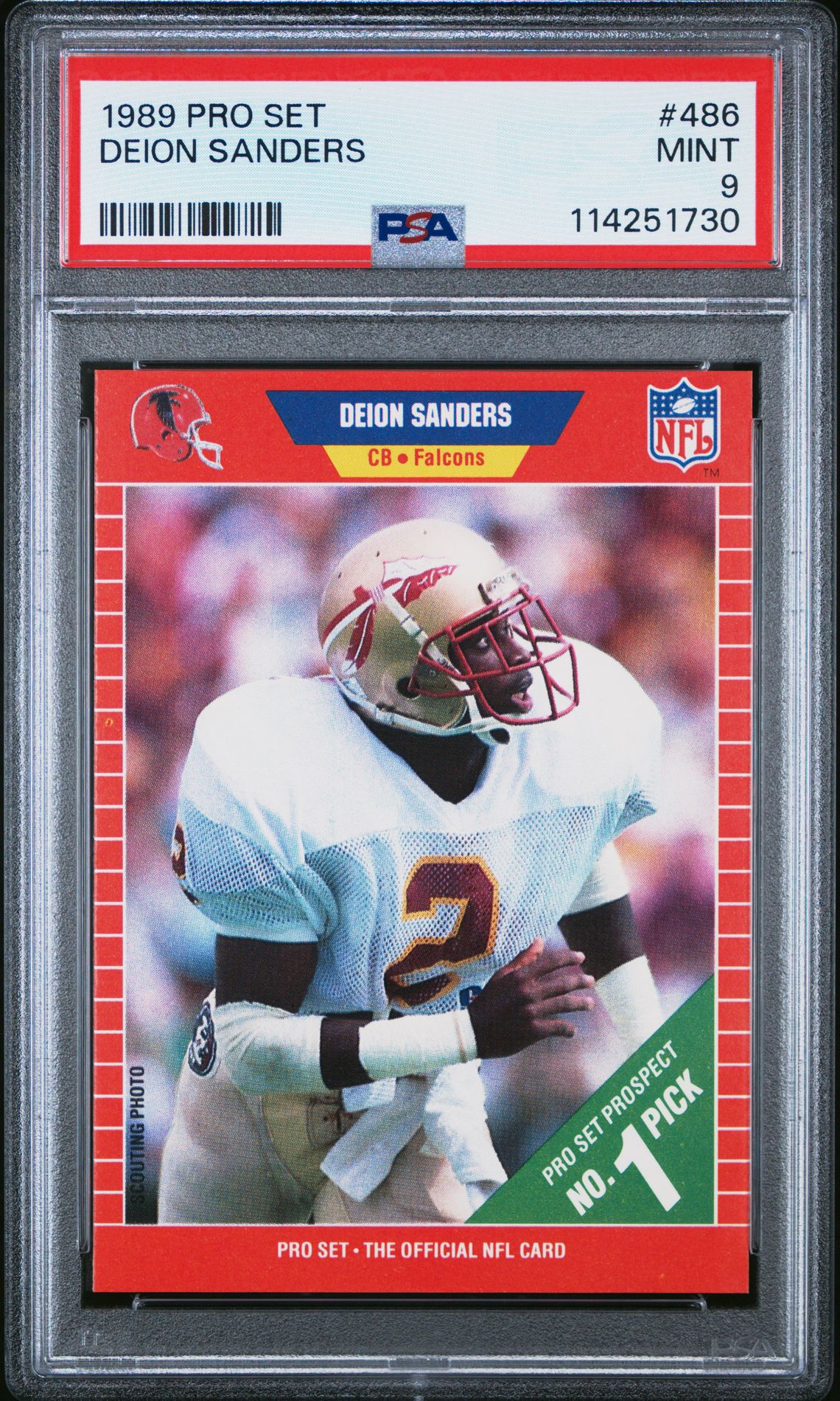 1989 Pro Set Deion Sanders #486 Mint 9 front