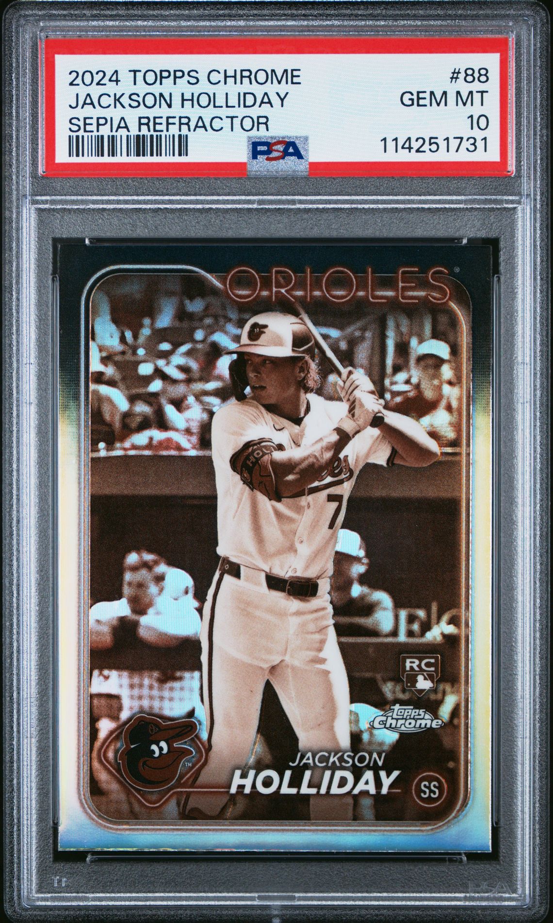 2024 Topps Chrome Jackson Holliday #88 (Sepia Refractor) Gem Mt 10 front
