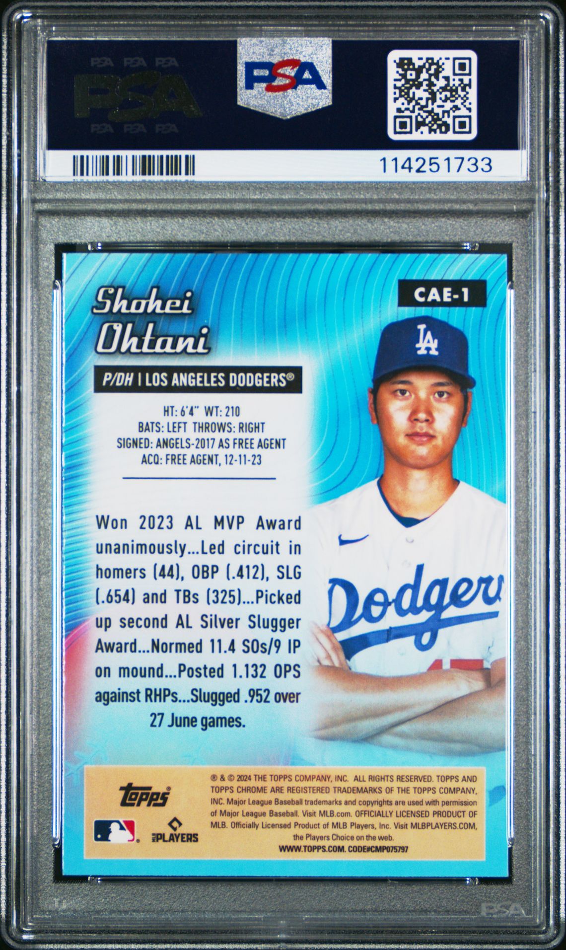 2024 Topps Chrome Chrome All Etch Shohei Ohtani #Cae1 Gem Mt 10 back