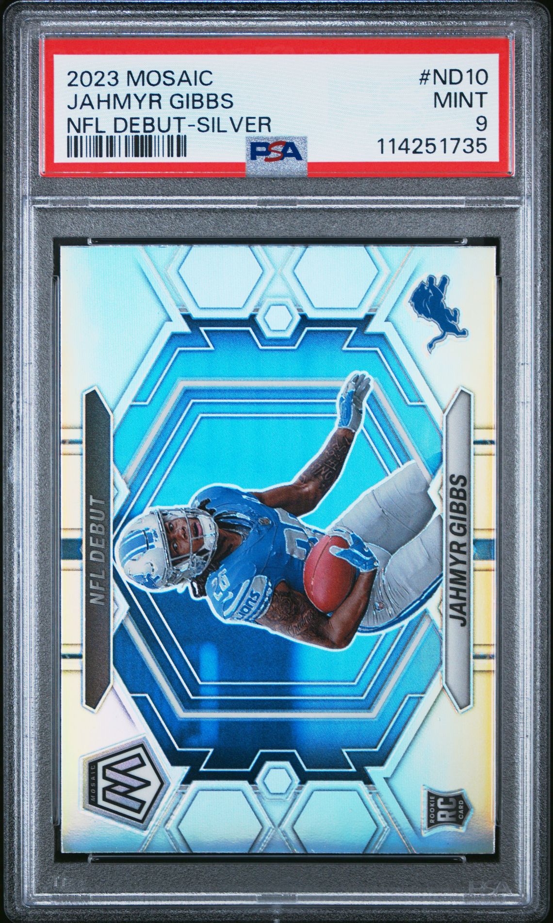 2023 Panini Mosaic Nfl Debut Jahmyr Gibbs #Nd10 (Nfl Debut-Silver) Mint 9 front