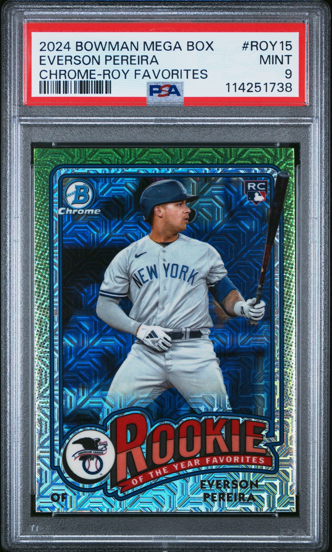 2024 Bowman Mega Box Chrome Rookie Of The Year Favorites Everson Pereira #Roy15 Mint 9 front