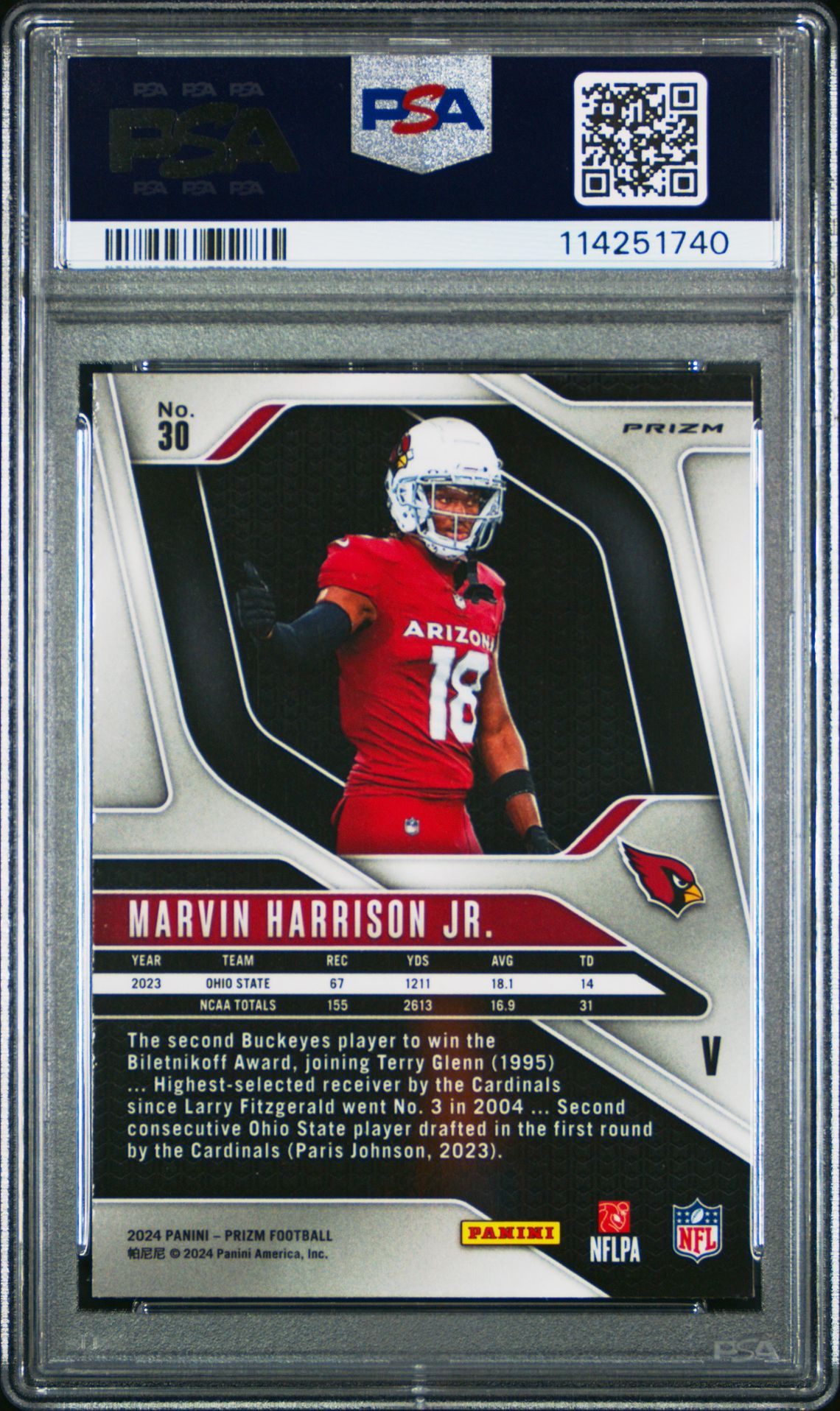 2024 Panini Prizm Rookie Variation Marvin Harrison Jr. #30 Mint 9 back