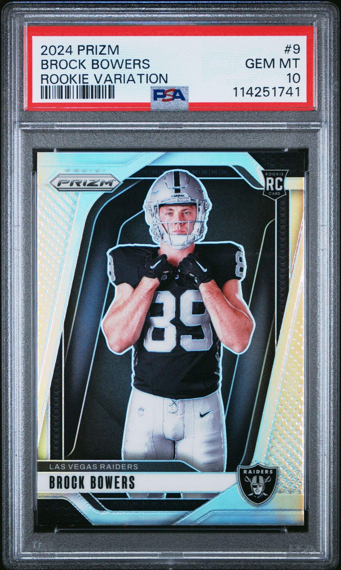 2024 Panini Prizm Rookie Variation Brock Bowers #9 (Rookie Variation) Gem Mt 10 front