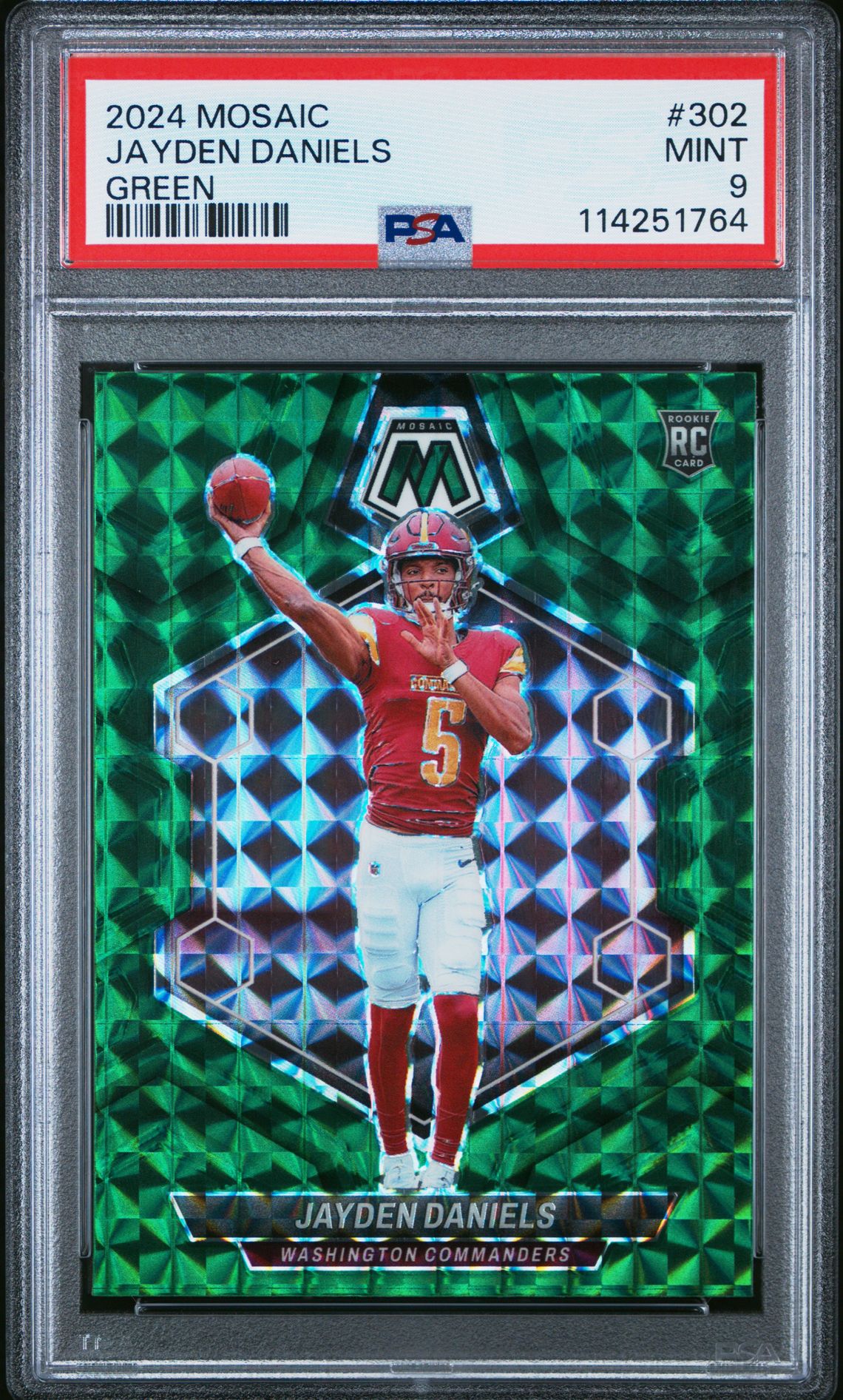 2024 Panini Mosaic Jayden Daniels #302 (Green) Mint 9 front