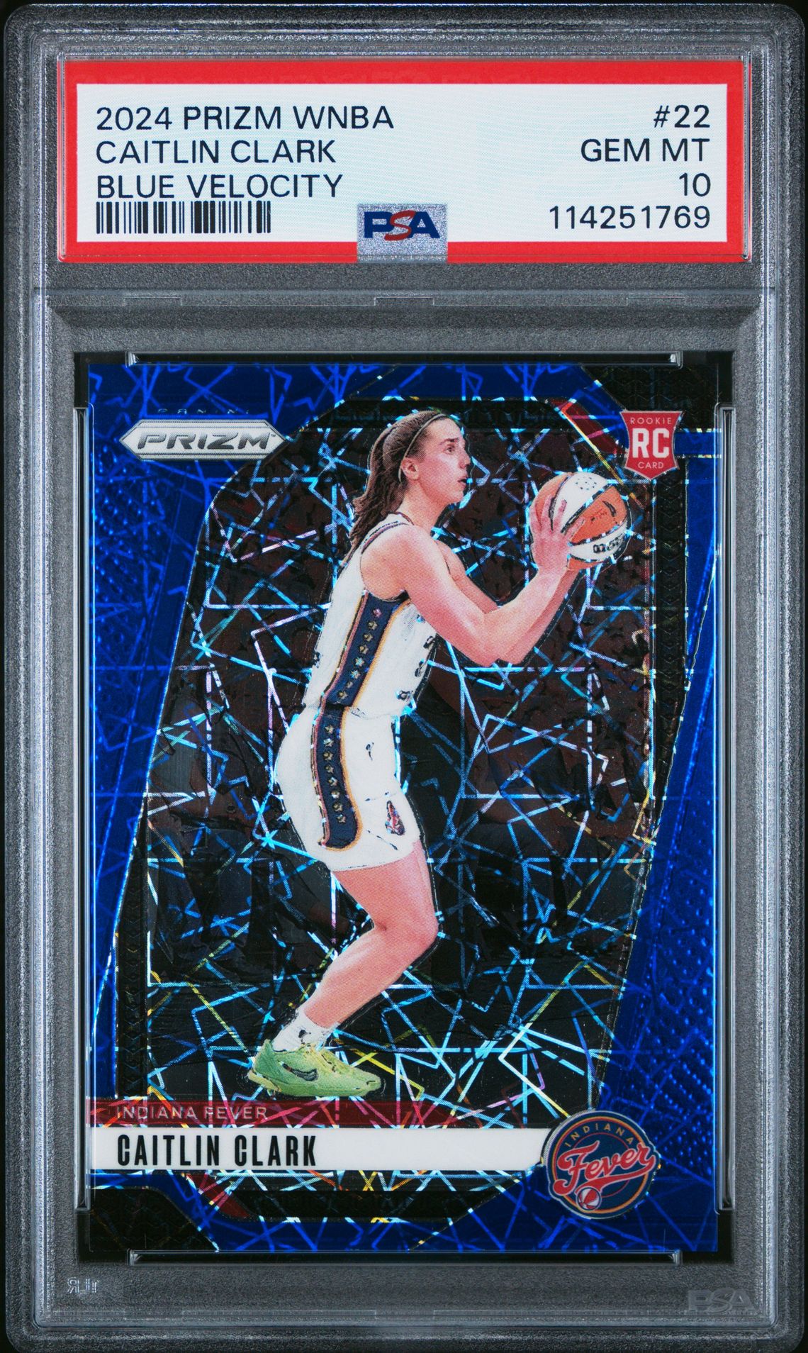 2024 Panini Prizm Wnba Caitlin Clark #22 (Blue Velocity) Gem Mt 10 front