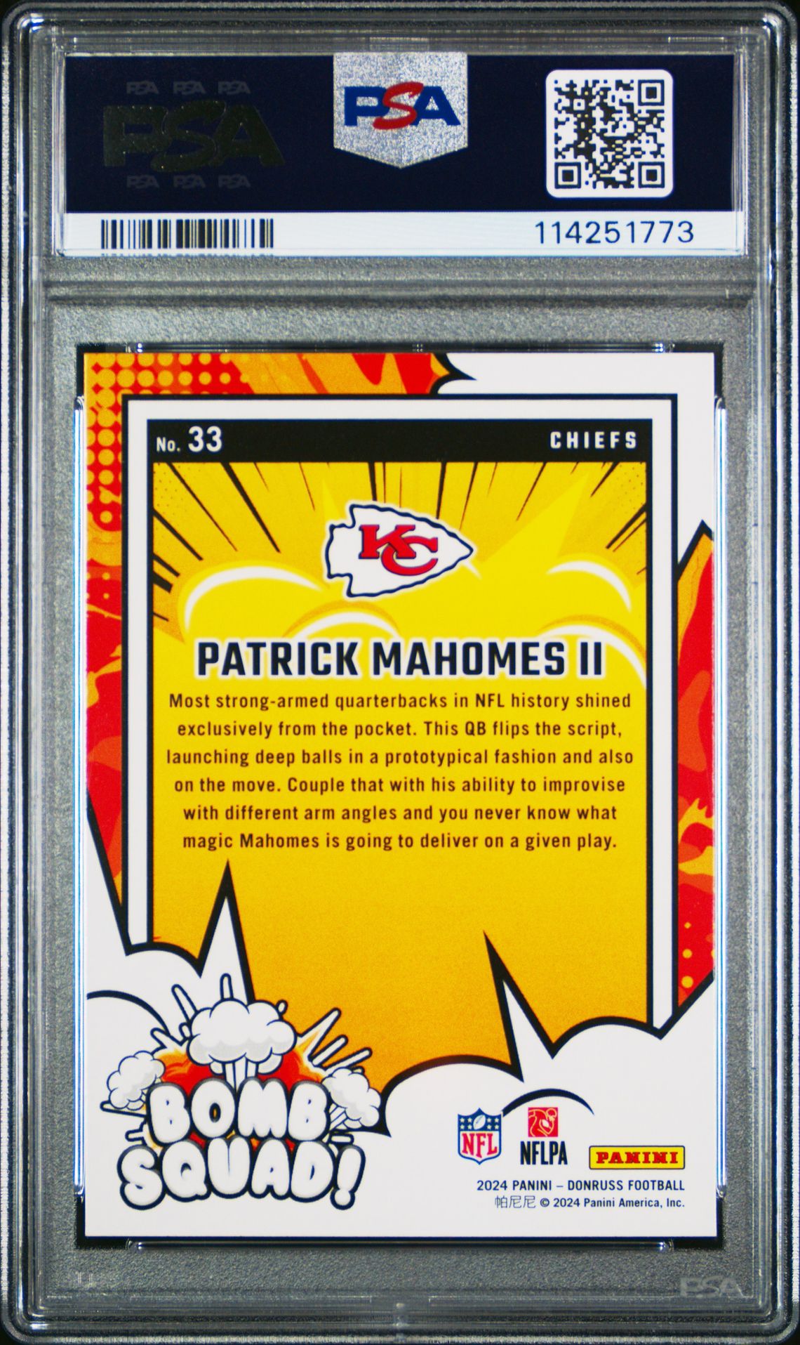 2024 Panini Donruss Bomb Squad Patrick Mahomes Ii #33 Mint 9 back