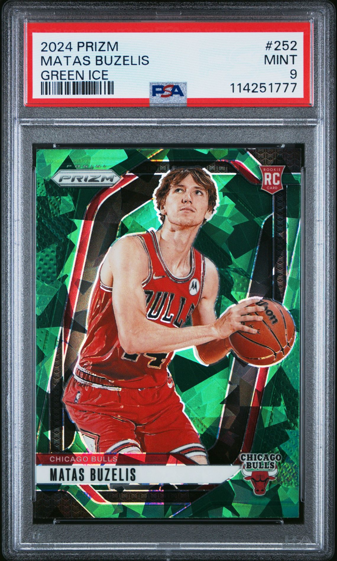 2024 Panini Prizm Matas Buzelis #252 (Green Ice) Mint 9 front