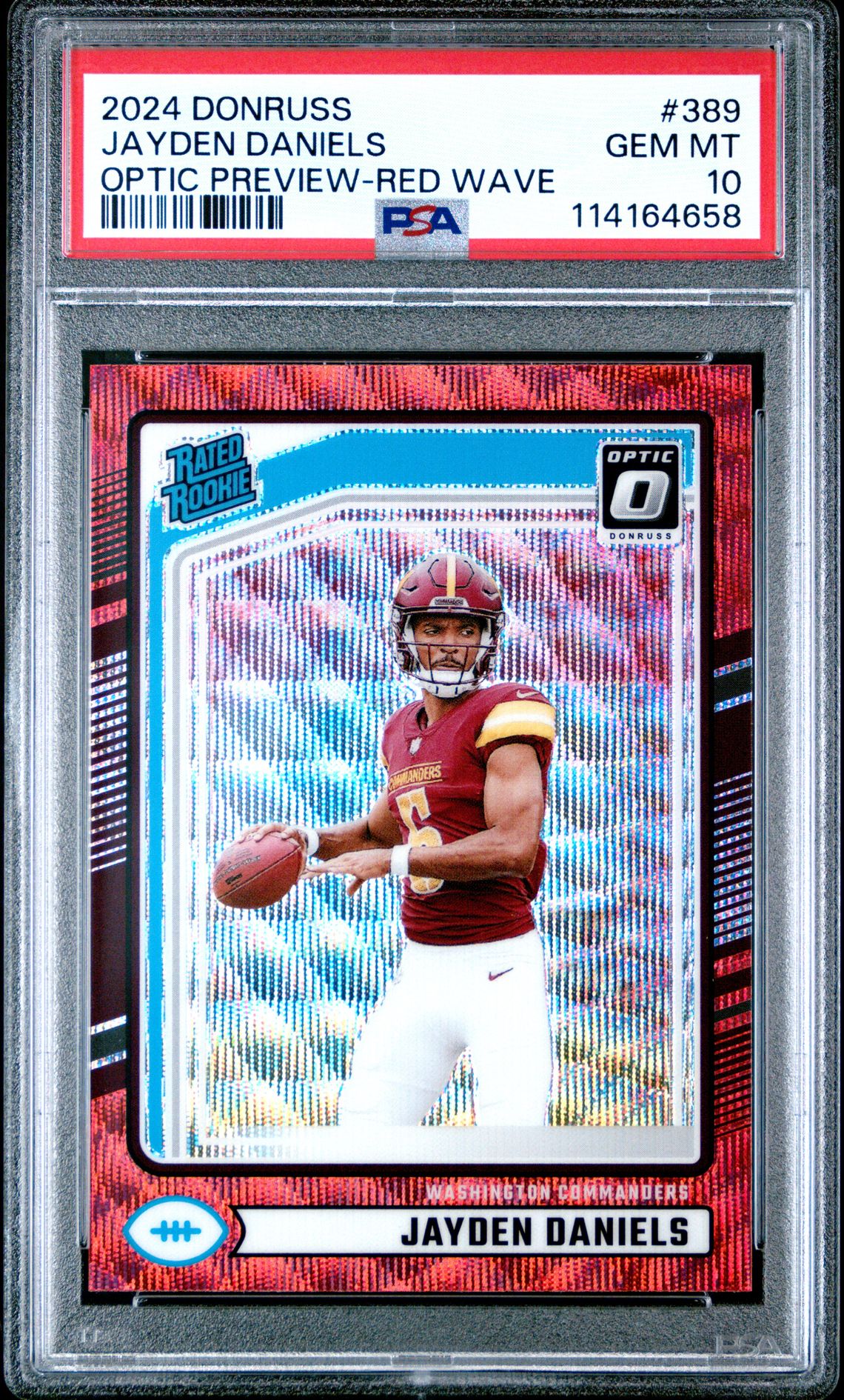 2024 Panini Donruss Jayden Daniels #389 (Optic Preview-Red Wave) Gem Mt 10 front