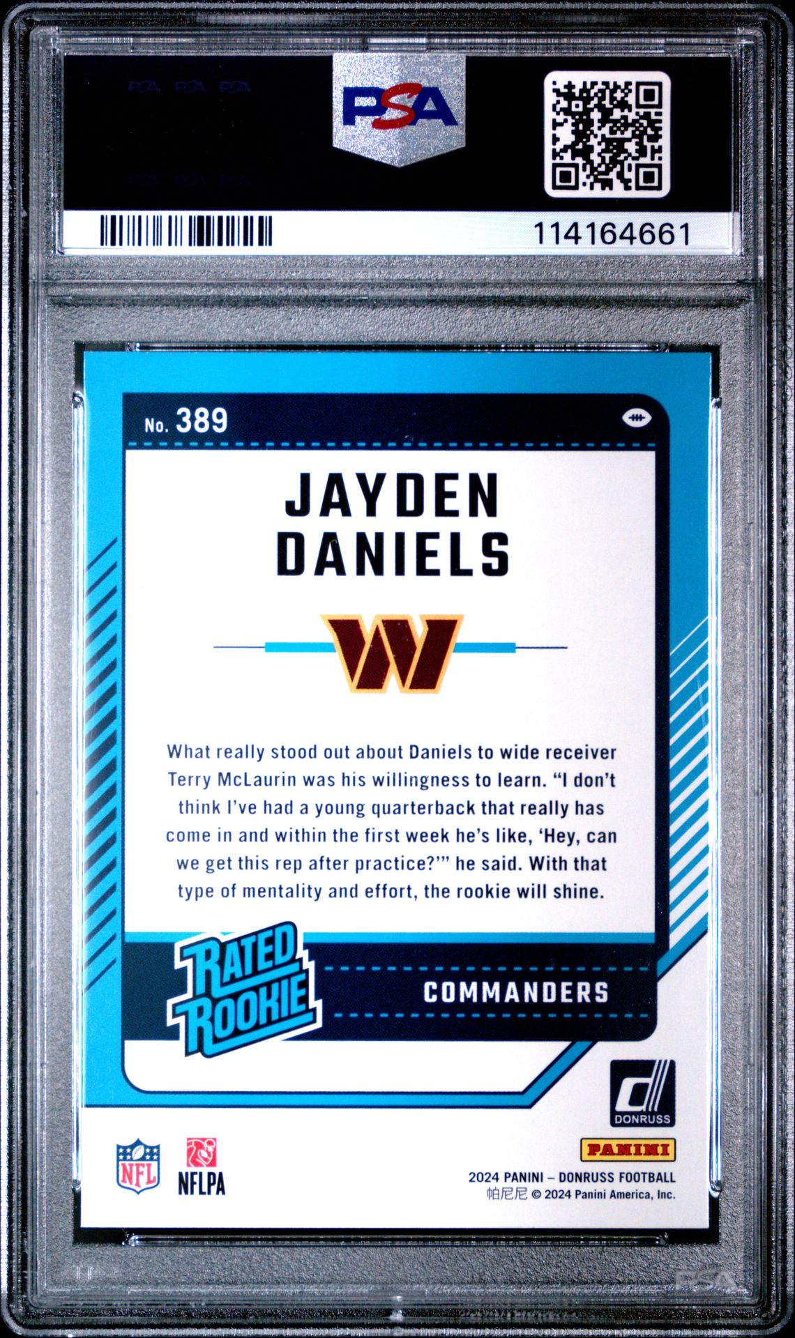 2024 Panini Donruss Jayden Daniels #389 (Press Proof Red) Mint 9 back