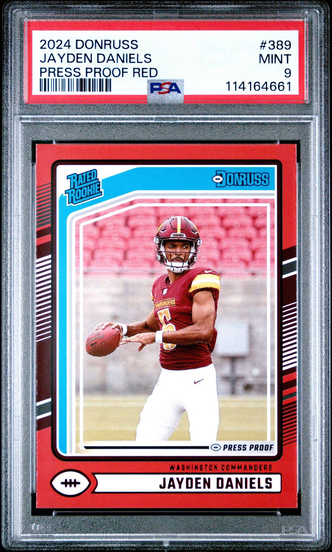 2024 Panini Donruss Jayden Daniels #389 (Press Proof Red) Mint 9 front