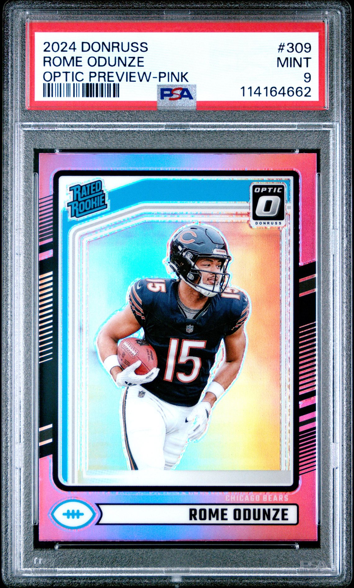 2024 Panini Donruss Rome Odunze #309 (Optic Preview-Pink) Mint 9 front