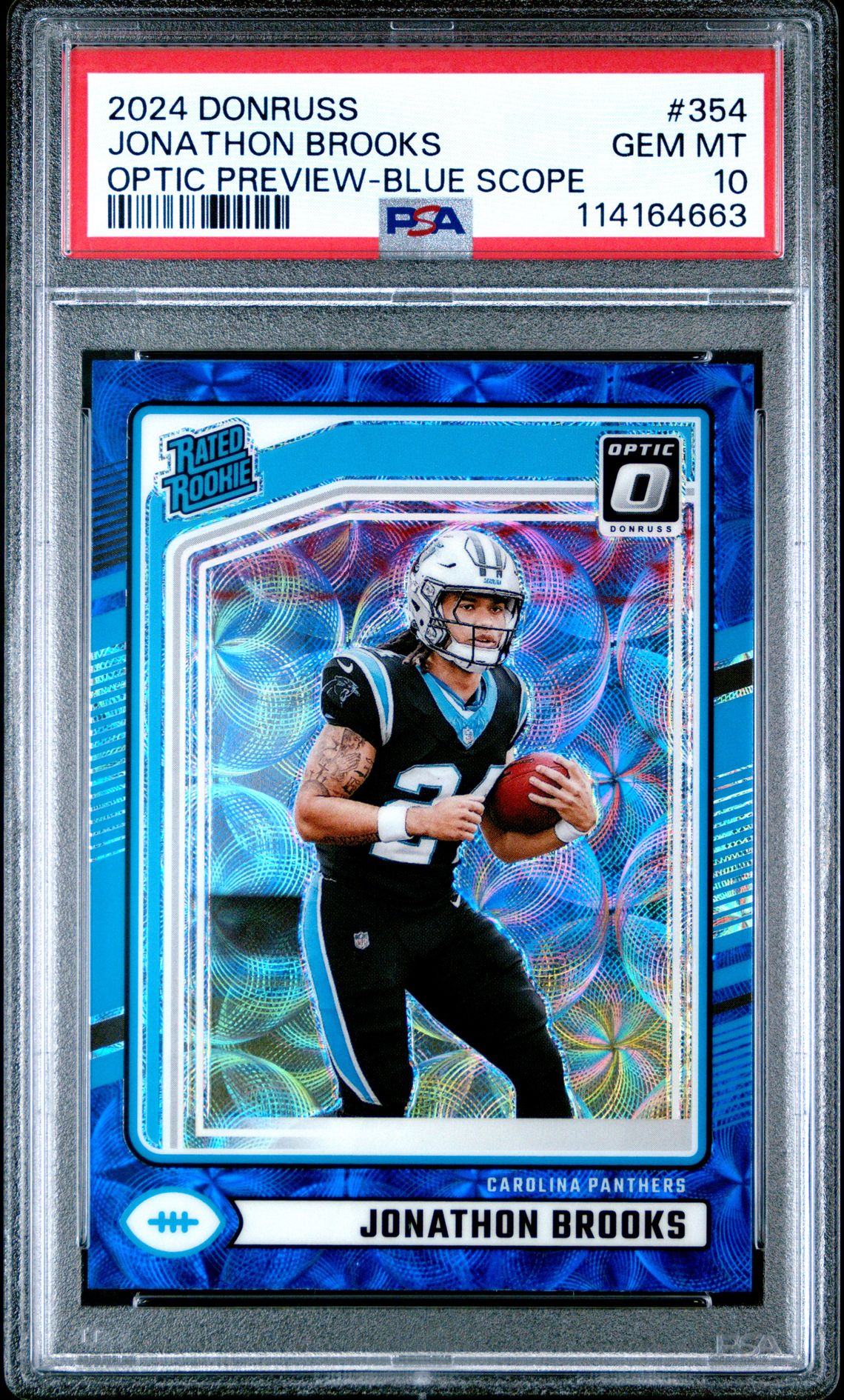 2024 Panini Donruss Jonathon Brooks #354 (Optic Preview-Blue Scope) Gem Mt 10 front