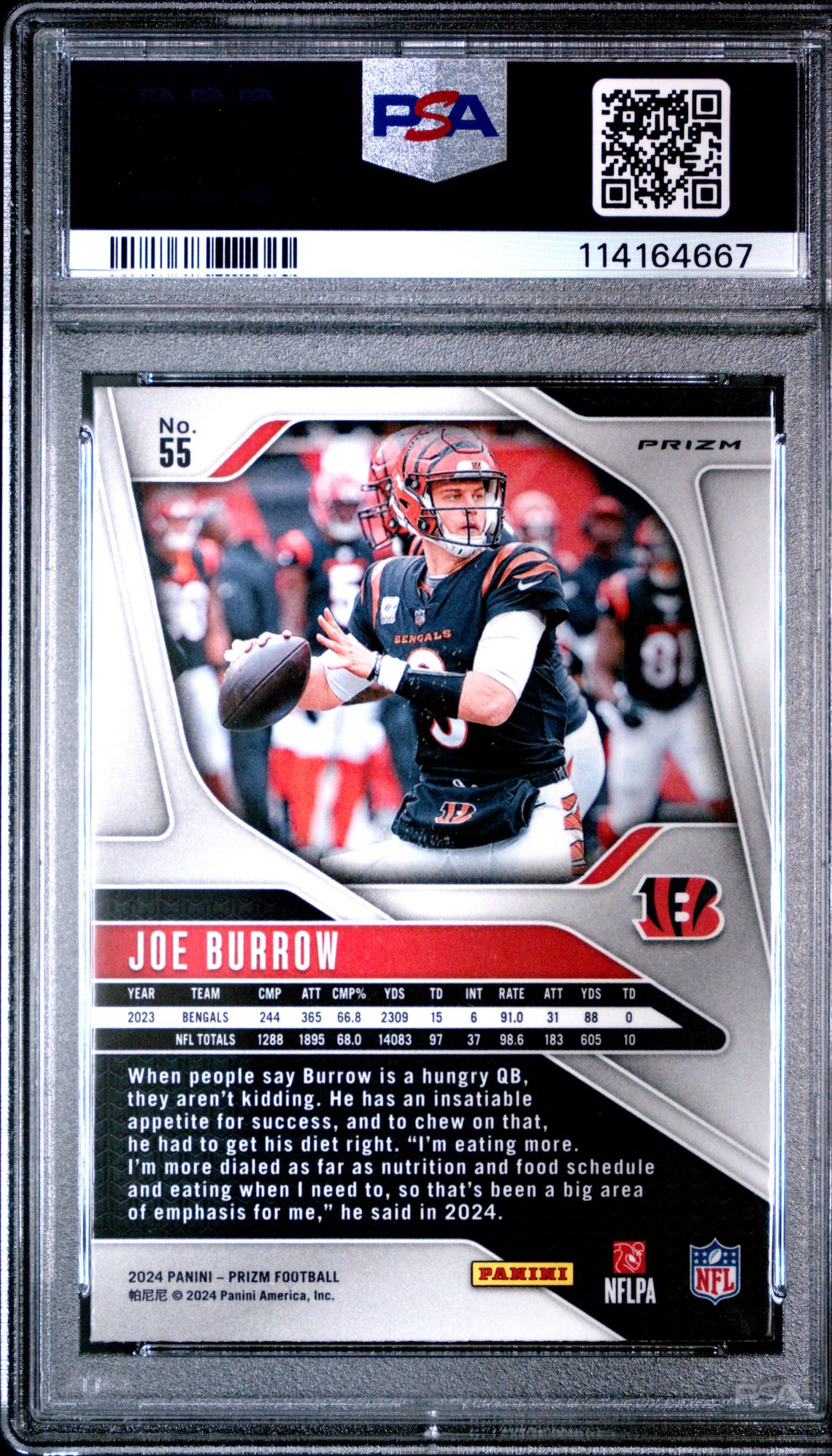 2024 Panini Prizm Joe Burrow #55 (Black & White Checker) Gem Mt 10 back