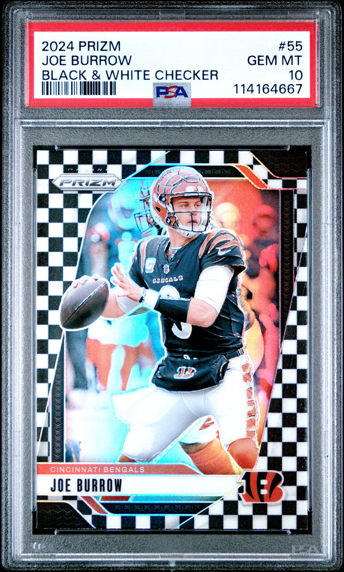2024 Panini Prizm Joe Burrow #55 (Black & White Checker) Gem Mt 10 front