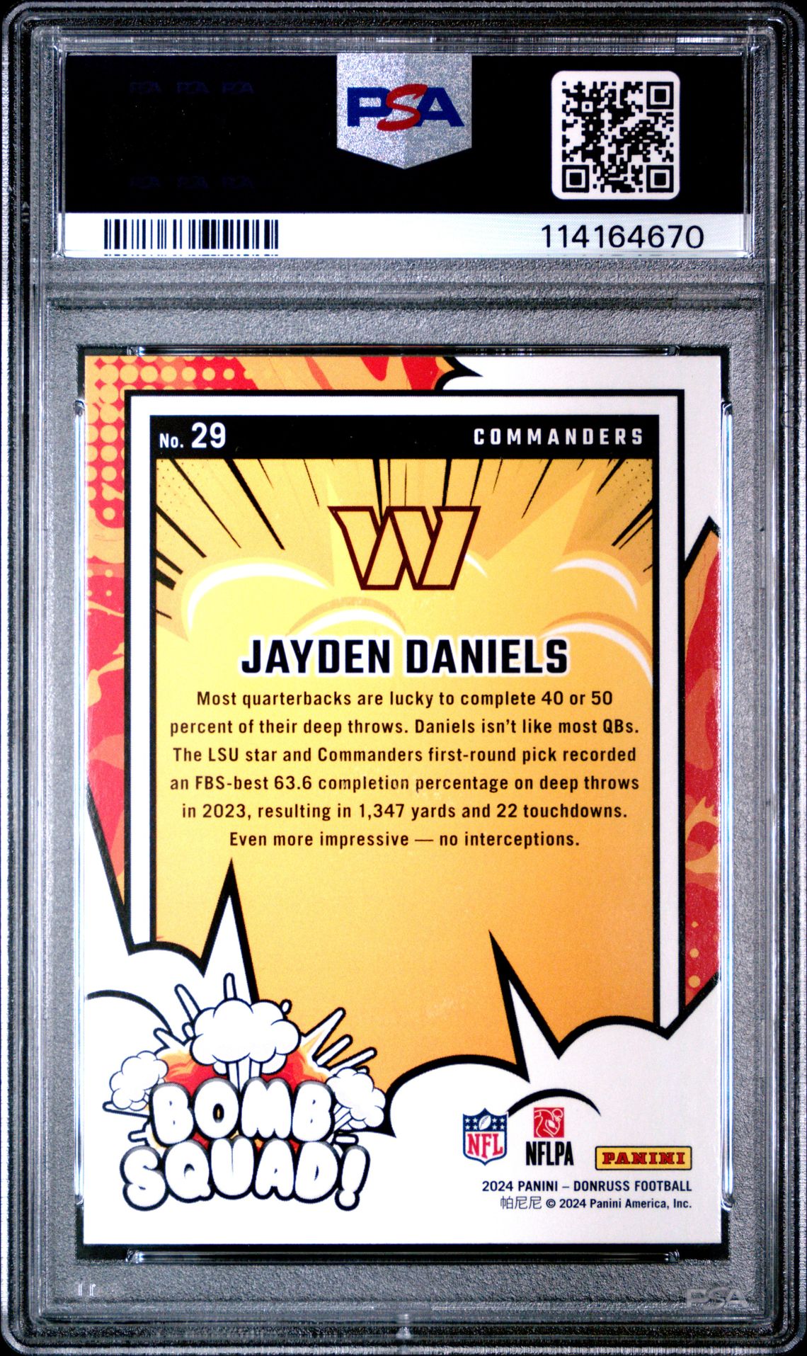 2024 Panini Donruss Bomb Squad Jayden Daniels #29 Gem Mt 10 back