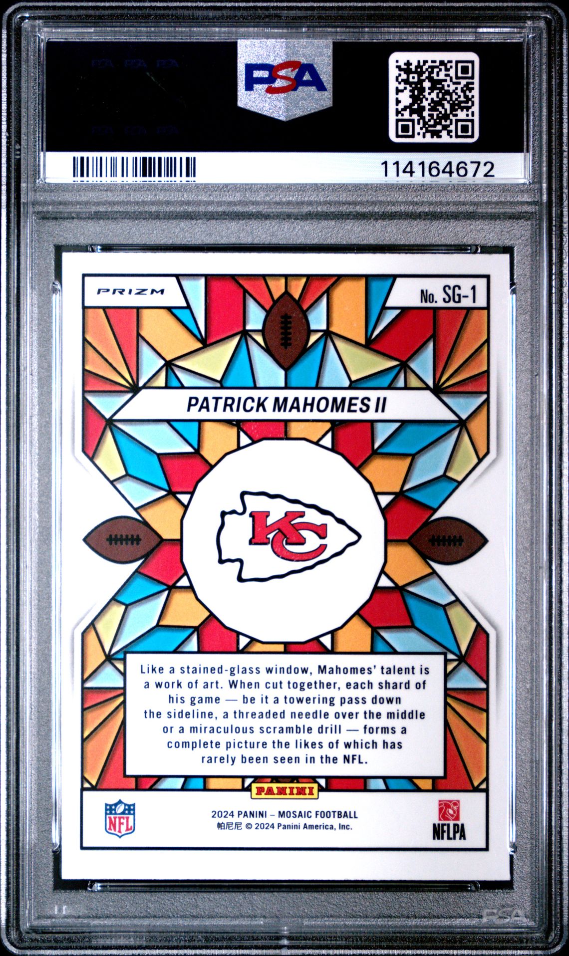 2024 Panini Mosaic Stained Glass Patrick Mahomes Ii #Sg1 Mint 9 back