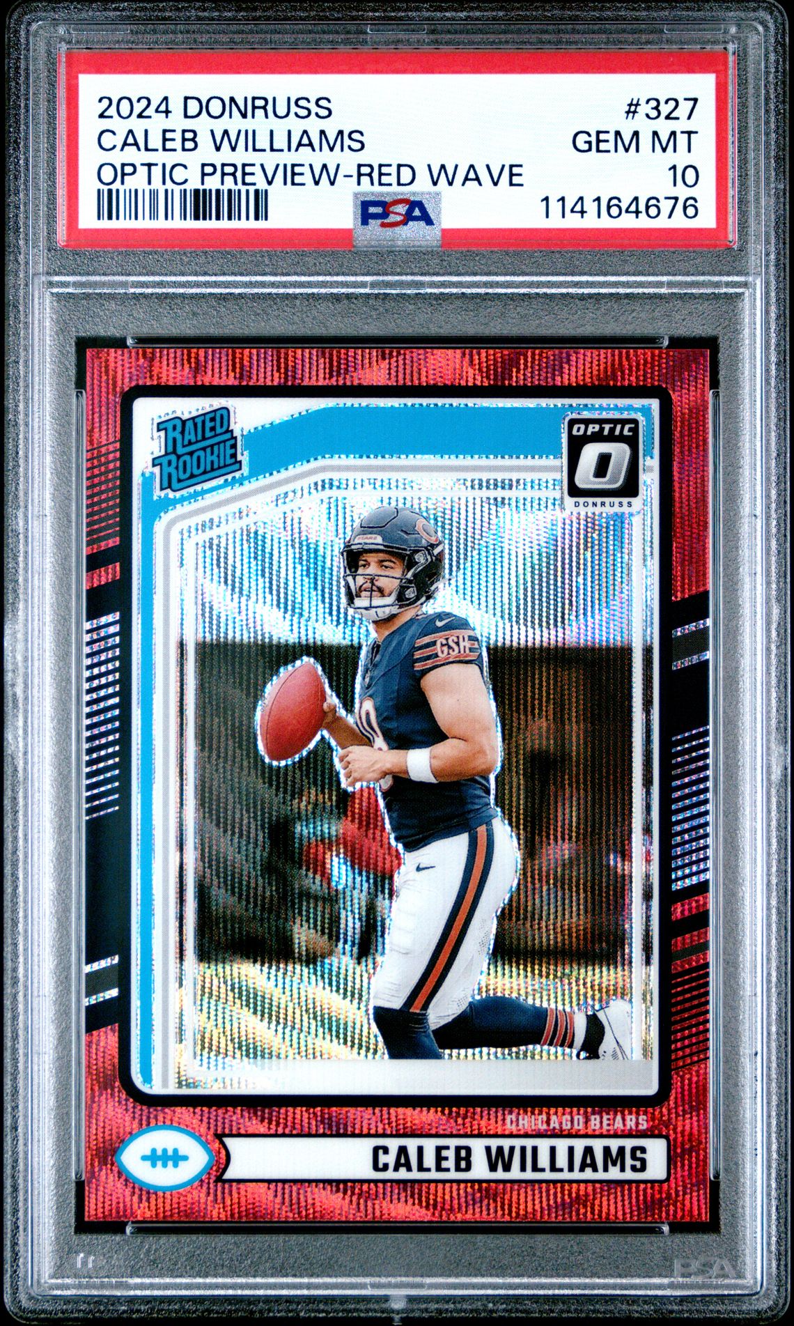 2024 Panini Donruss Caleb Williams #327 (Optic Preview-Red Wave) Gem Mt 10 front