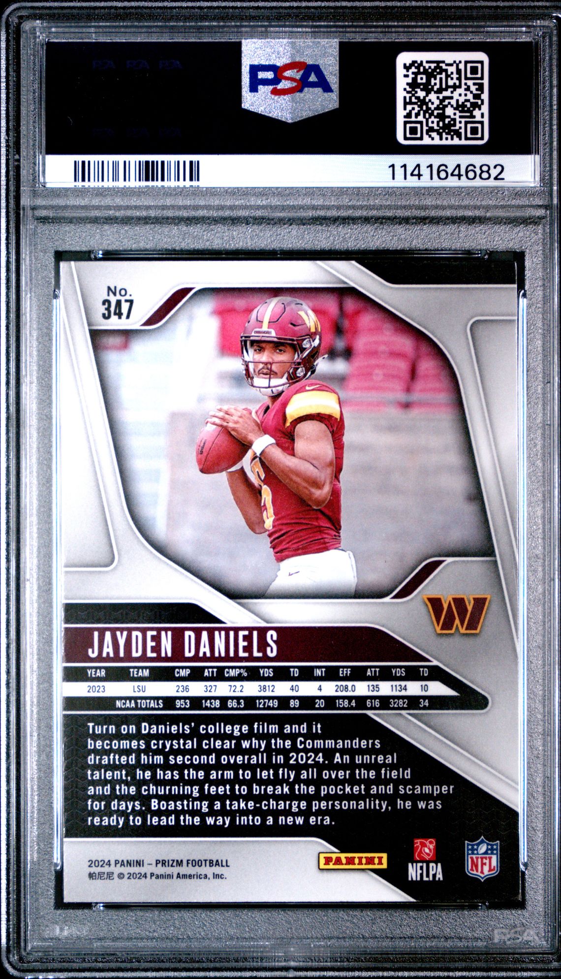 2024 Panini Prizm Jayden Daniels #347 Gem Mt 10 back