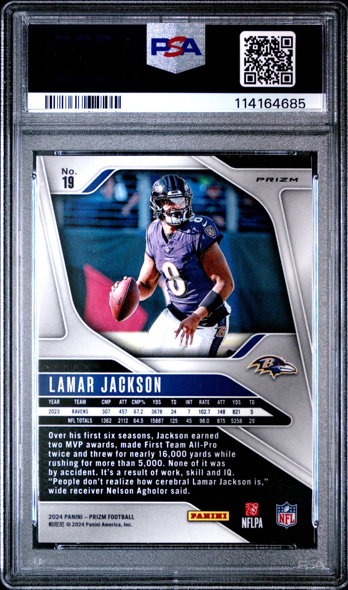 2024 Panini Prizm Lamar Jackson #19 (Silver Prizm) Mint 9 back