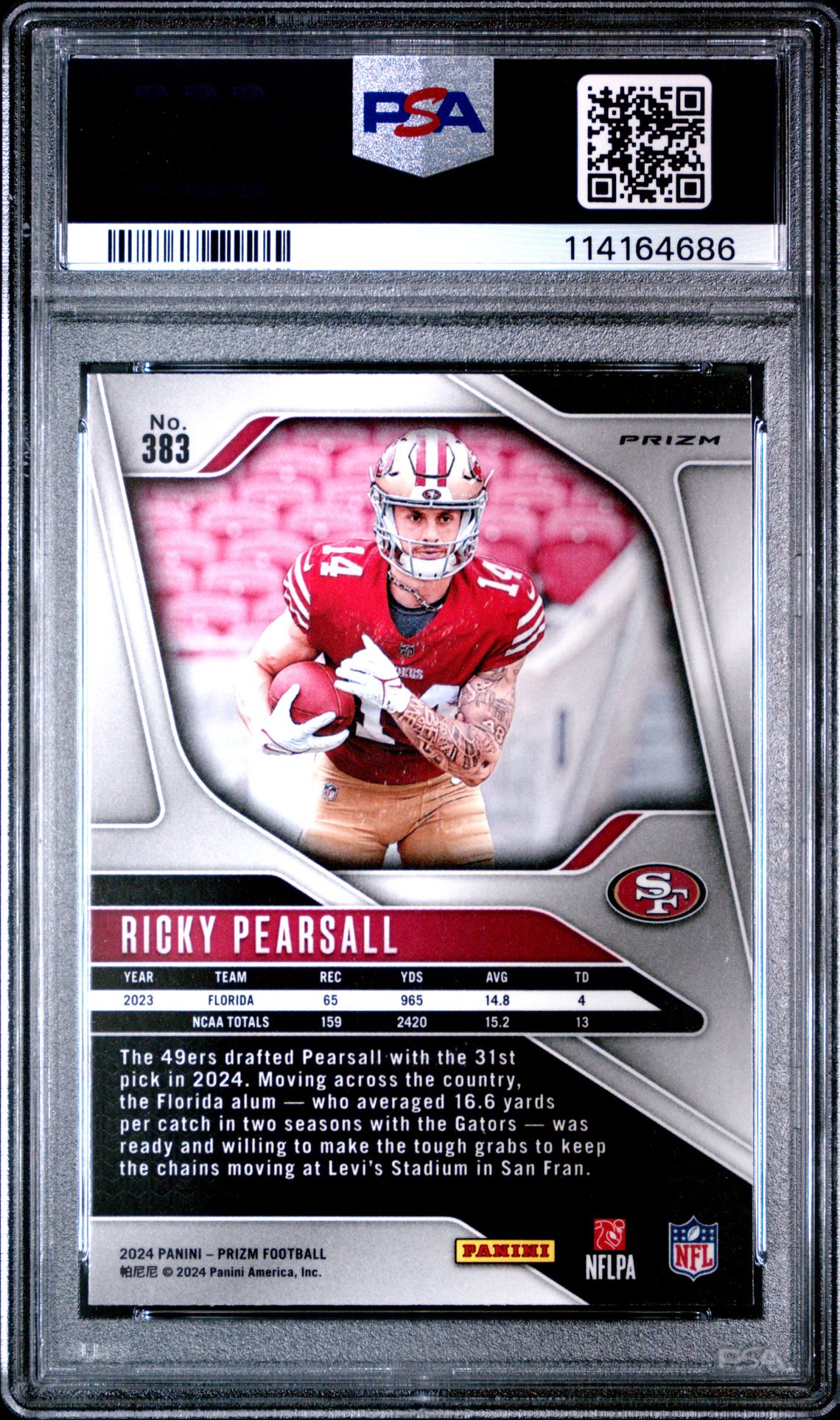 2024 Panini Prizm Ricky Pearsall #383 (Silver Prizm) Mint 9 back
