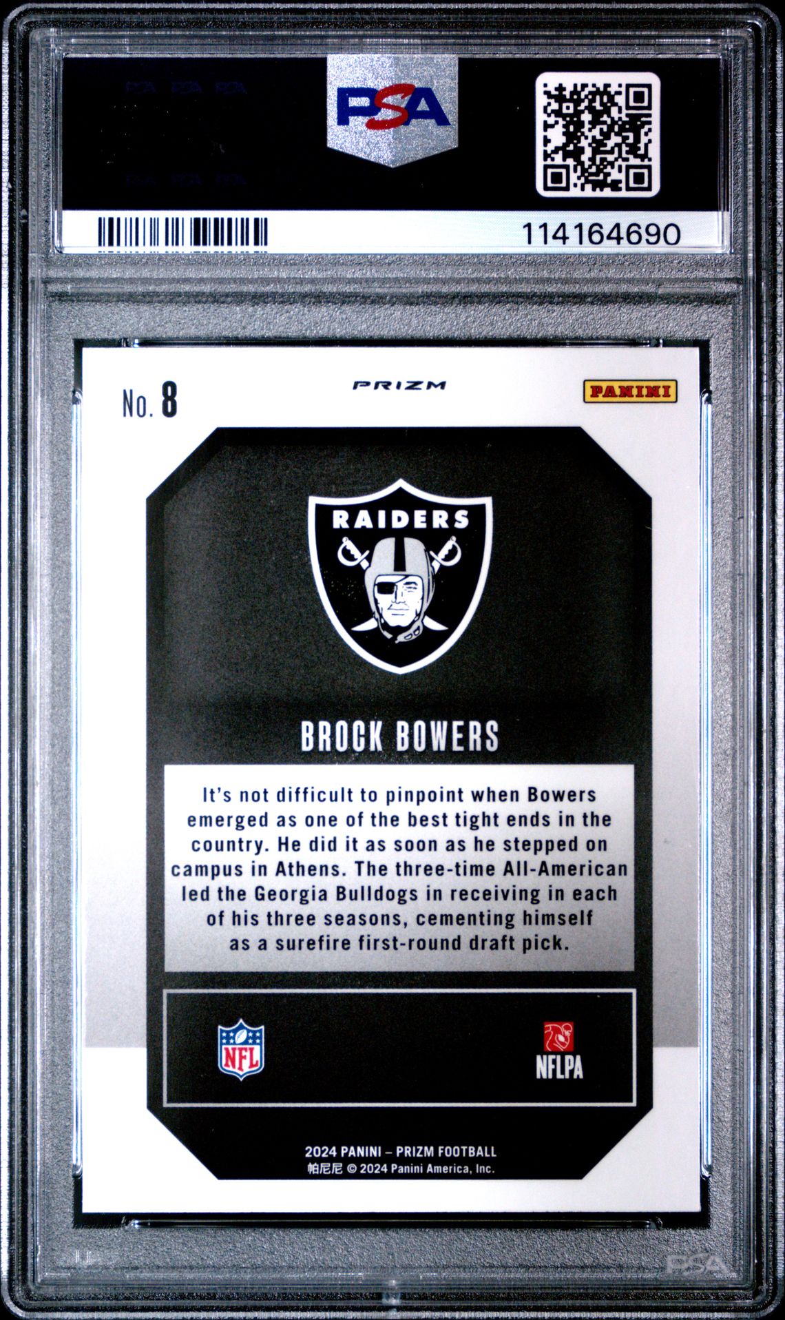 2024 Panini Prizm Emergent Brock Bowers #8 (Emergent-Green Ice) Gem Mt 10 back