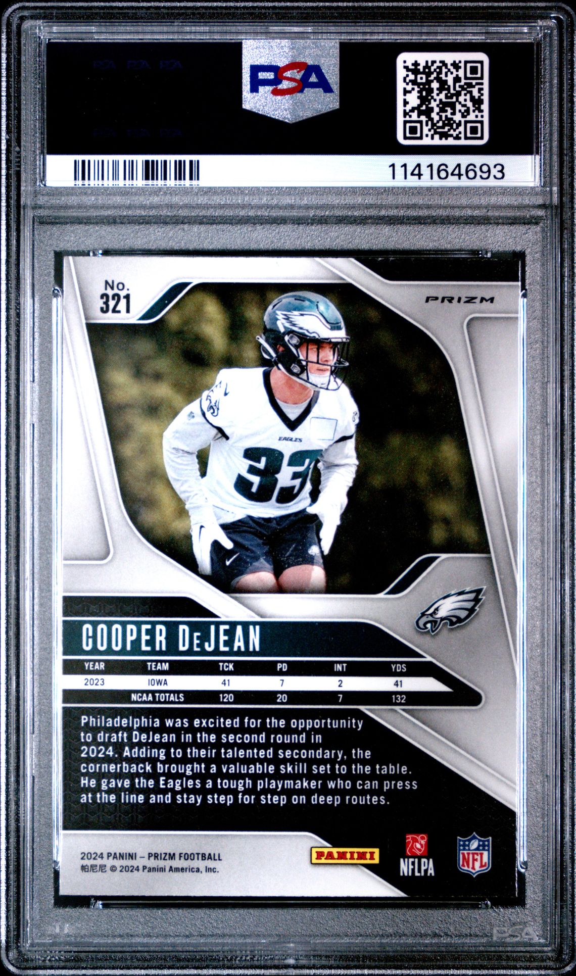 2024 Panini Prizm Cooper Dejean #321 (Green Wave) Mint 9 back