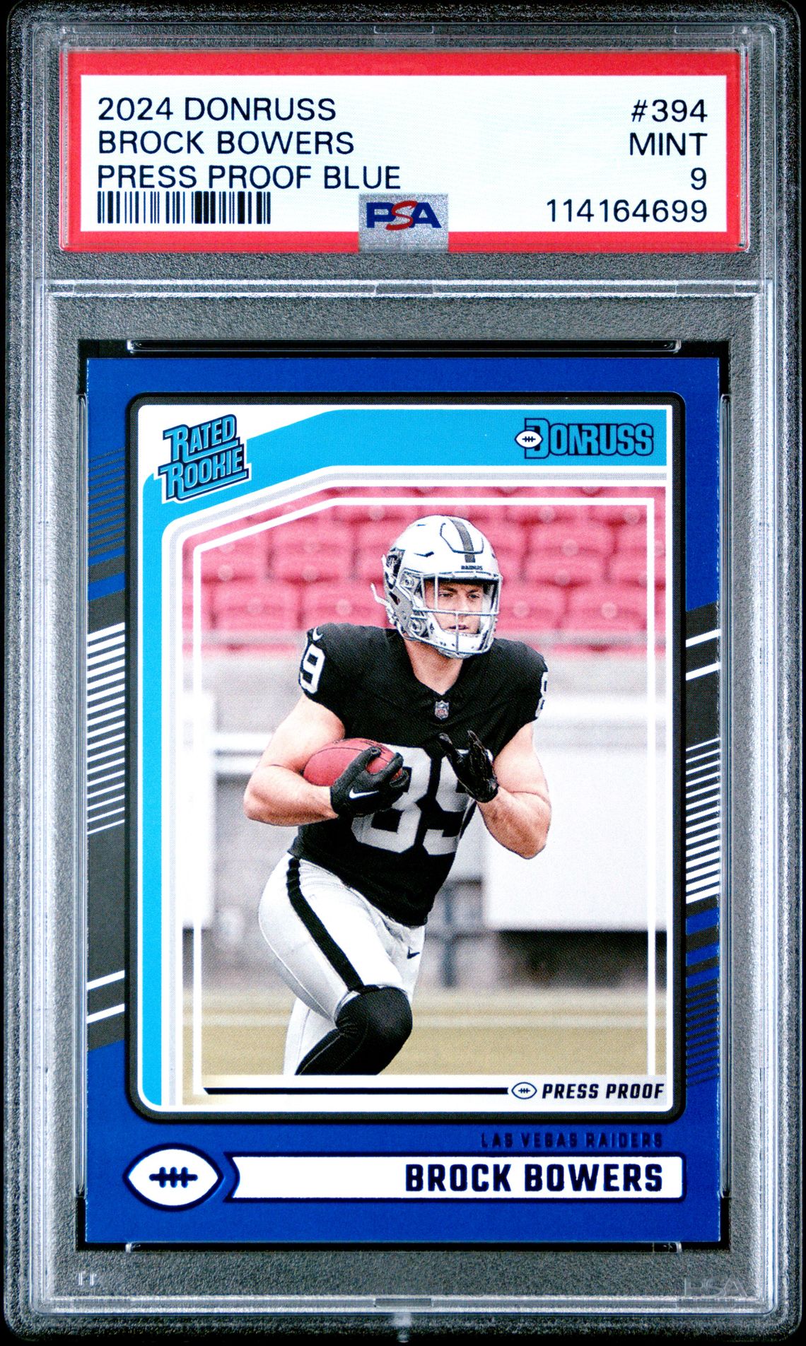 2024 Panini Donruss Brock Bowers #394 (Press Proof Blue) Mint 9 front