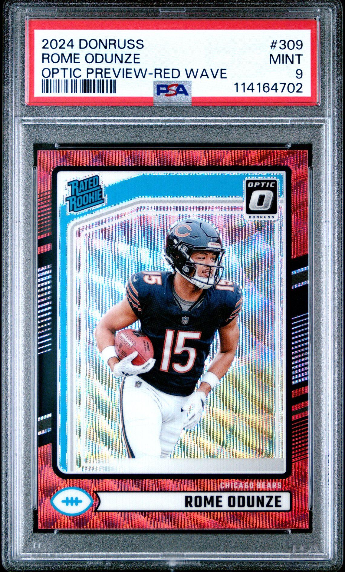 2024 Panini Donruss Rome Odunze #309 (Optic Preview-Red Wave) Mint 9 front