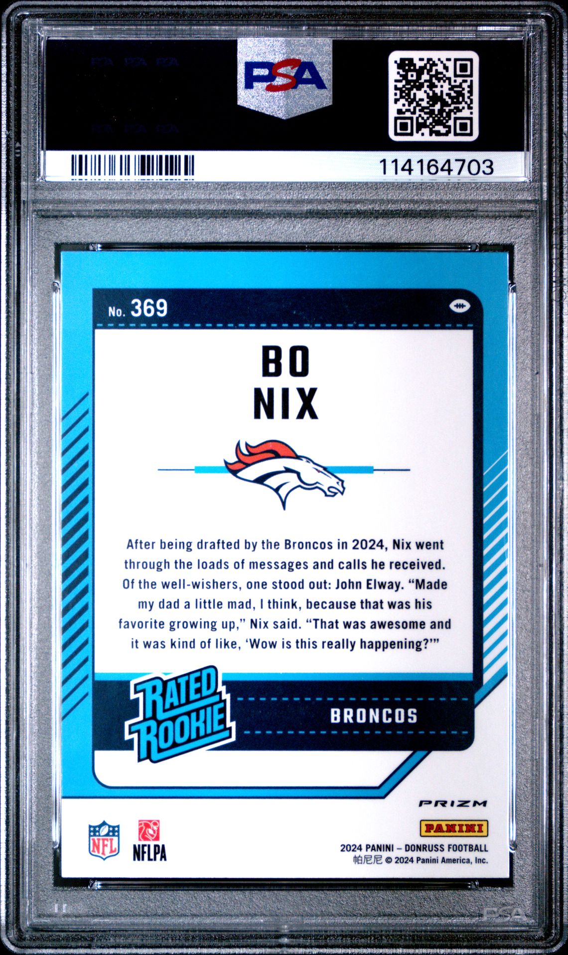 2024 Panini Donruss Bo Nix #369 (Optic Preview-Pink) Mint 9 back