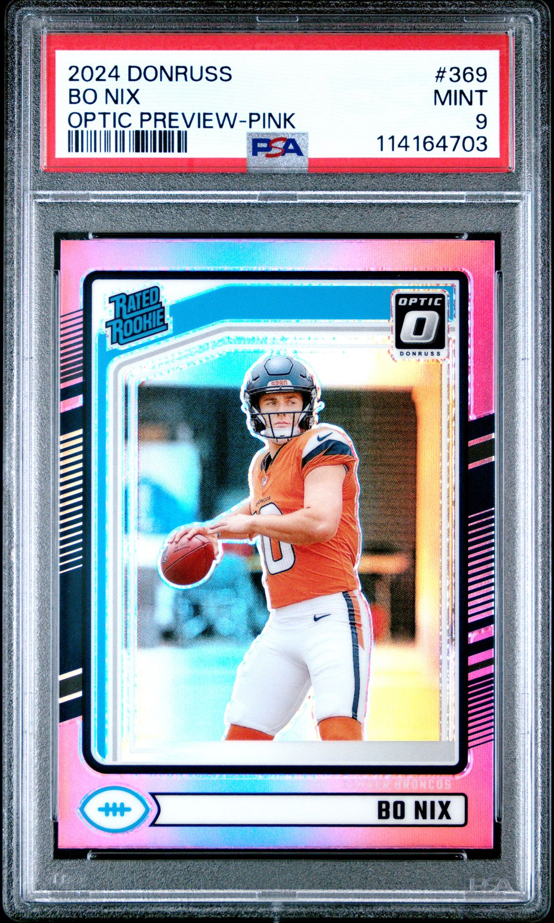2024 Panini Donruss Bo Nix #369 (Optic Preview-Pink) Mint 9 front