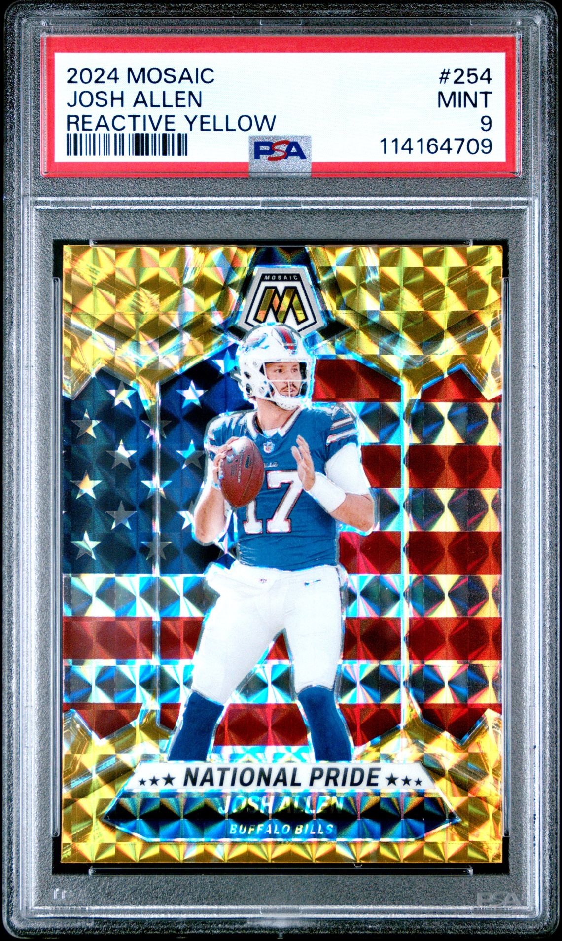 2024 Panini Mosaic Josh Allen #254 (Reactive Yellow) Mint 9 front