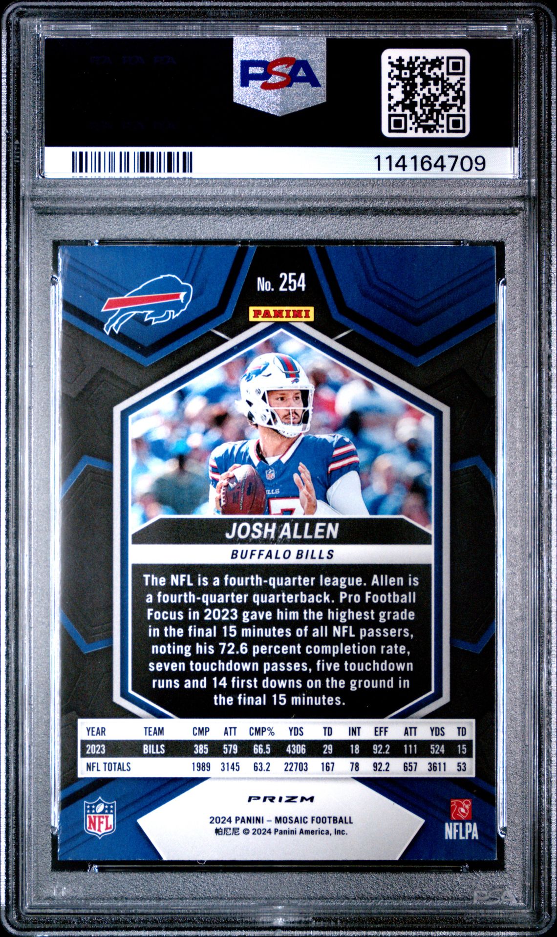 2024 Panini Mosaic Josh Allen #254 (Reactive Yellow) Mint 9 back