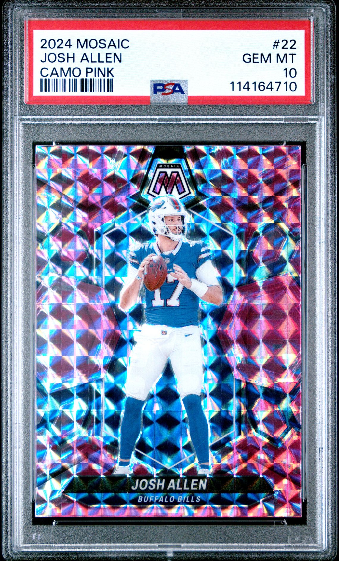 2024 Panini Mosaic Josh Allen #22 (Camo Pink) Gem Mt 10 front