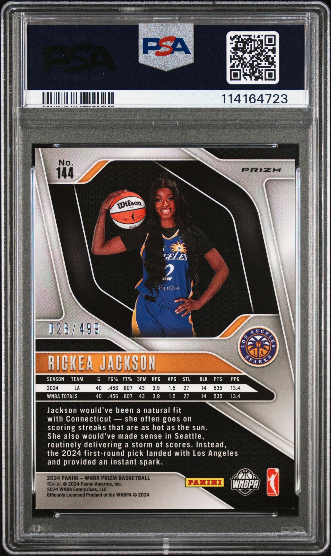 2024 Panini Prizm Wnba Rickea Jackson #144 (Pulsar) Nm-Mt 8 back