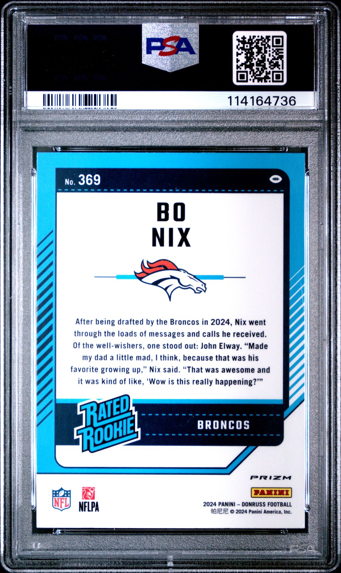 2024 Panini Donruss Bo Nix #369 (Optic Preview-Pink) Mint 9 back