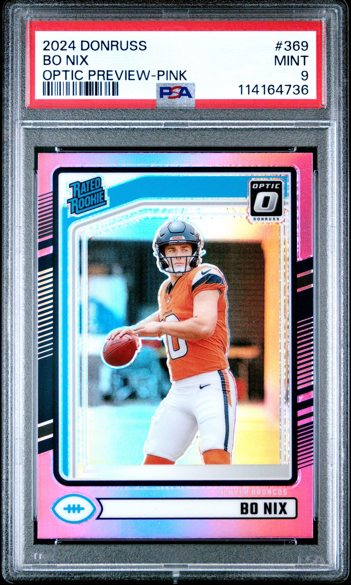 2024 Panini Donruss Bo Nix #369 (Optic Preview-Pink) Mint 9 front